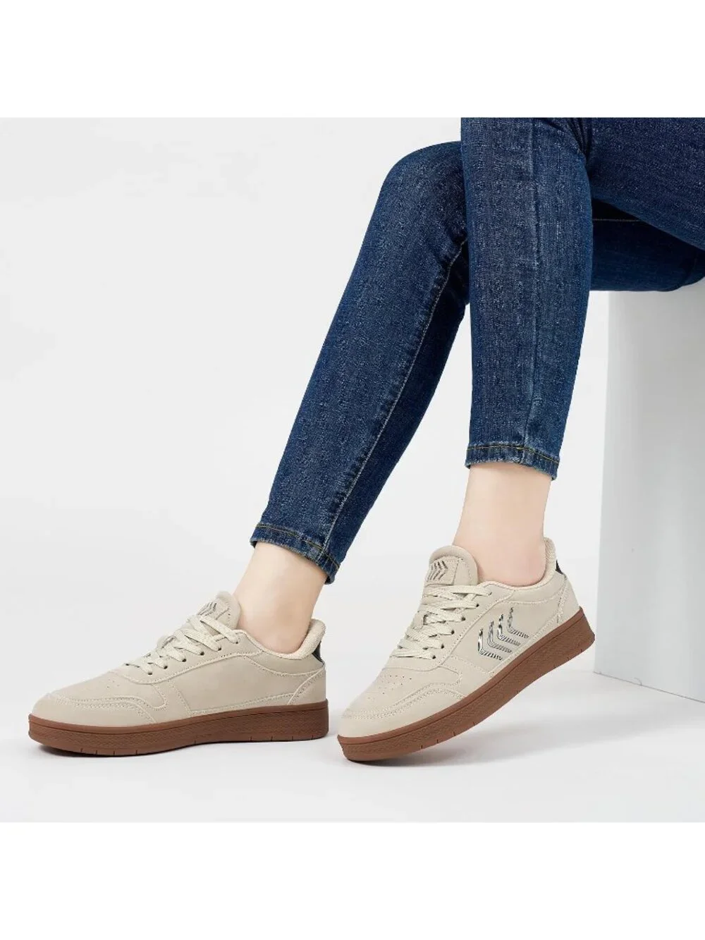 Women's Beige Lightweight Slip On Comfortable Chic Color Casual Fashion Sneaker